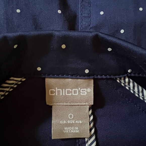 Chico’s Polka Dot Stretch Navy Jacket Blazer - Picture 12 of 12